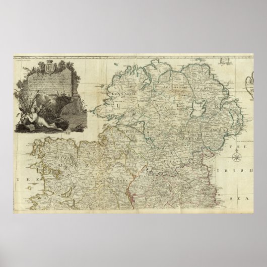 アイルランド北部の地図 ポスター (正面)