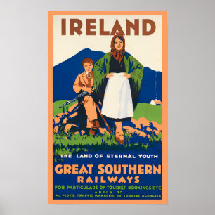 アイルランド南部鉄道ヴィンテージ旅行ポスター ポスター