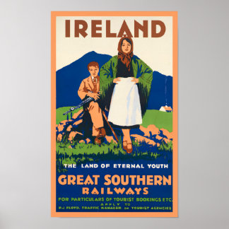 アイルランド南部鉄道ヴィンテージ旅行ポスター ポスター