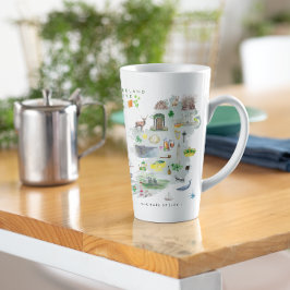 アイルランド図解入りの、写真付きのの水彩地図 |モノグラム カフェラテマグ