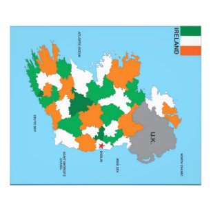 アイルランド国政地図国旗 フォトプリント