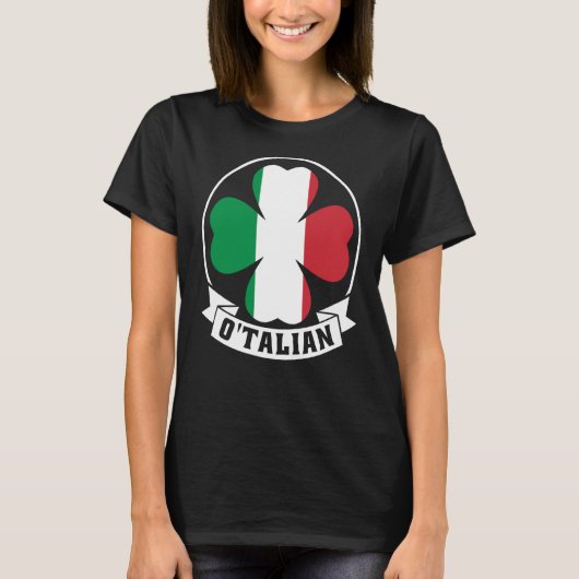 アイルランド国旗とイタリア国旗を掲げた大連サンパトリック Tシャツ (正面)