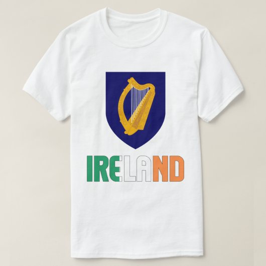 アイルランド国旗とコート・オブ・アームズ Tシャツ (デザイン正面)