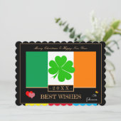 アイルランド国旗と新年おめでとう最高の/ウィッシュズシャムロック シーズンカード (スタンド正面)