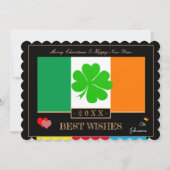 アイルランド国旗と新年おめでとう最高の/ウィッシュズシャムロック シーズンカード (正面)