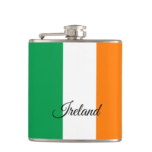 アイルランド国旗と旅行アイルランド/スポーツファン フラスク (正面)