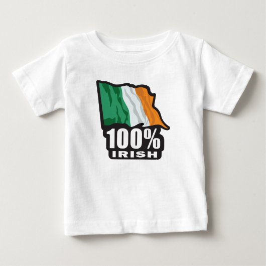 アイルランド国旗と100%アイルランド ベビーTシャツ (正面)