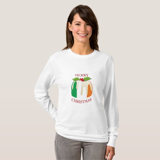 アイルランド国旗のクリスマスプリン Tシャツ (正面フル)