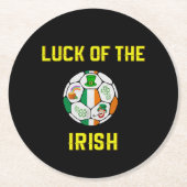 アイルランド国旗のサッカーボール – アイルランドの運 ラウンドペーパーコースター (正面)