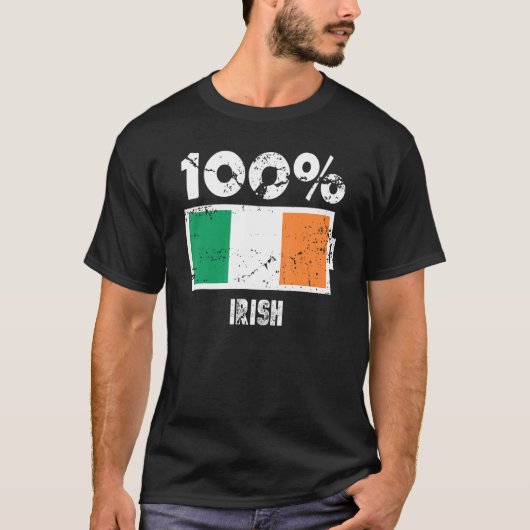アイルランド国旗のサポート100アイリッシュバッテリ電源 Tシャツ (正面)