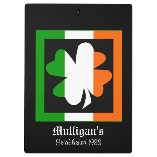 アイルランド国旗のシャムロパーソナライズされたック クリップボード (裏面)