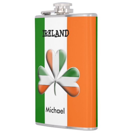 アイルランド国旗のトリカラーズテーマシャームロック フラスク (左)