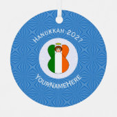 アイルランド国旗のハヌッカエンジェル氏年 メタルオーナメント (正面)