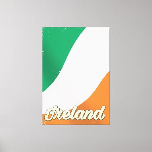 アイルランド国旗のレトロな旅行ポスター キャンバスプリント (正面)