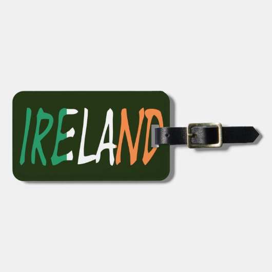 アイルランド国旗の上にオーバーレイカスタムされた詳細ltt ラゲッジタグ (正面横)