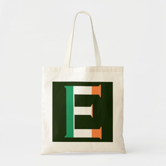 アイルランド国旗の上に重ねられたEモノグラム トートバッグ (正面)