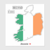 アイルランド国旗の地図 シール (シート)