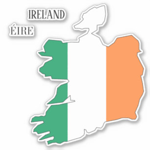 アイルランド国旗の地図 シール