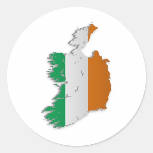 アイルランド国旗の地図 ラウンドシール (正面)