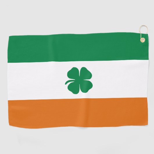 アイルランド国旗の愛国的なアイルランド国旗のラッキークローバー ゴルフタオル (横)