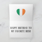 アイルランド国旗の愛国的誕生日 カード (内部)