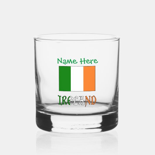 アイルランド国旗の緑の個人用設定 ウイスキーグラス (正面)
