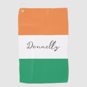 アイルランド国旗の色アイルランドの姓カスタム名 ゴルフタオル (正面)