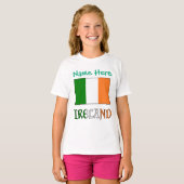 アイルランド国旗の遺産を身に着けた女の子の Tシャツ (正面フル)