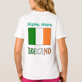 アイルランド国旗の遺産を身に着けた女の子の Tシャツ