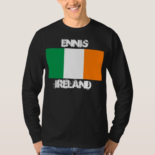 アイルランド国旗を持つアイルランド，エニス Tシャツ (正面)