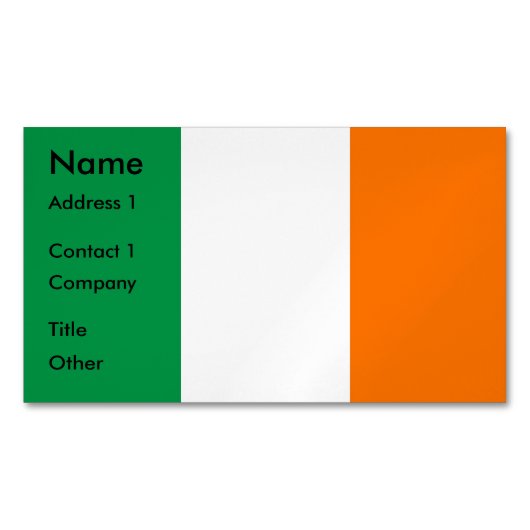 アイルランド国旗を持つ名刺マグネット マグネット名刺 (正面)