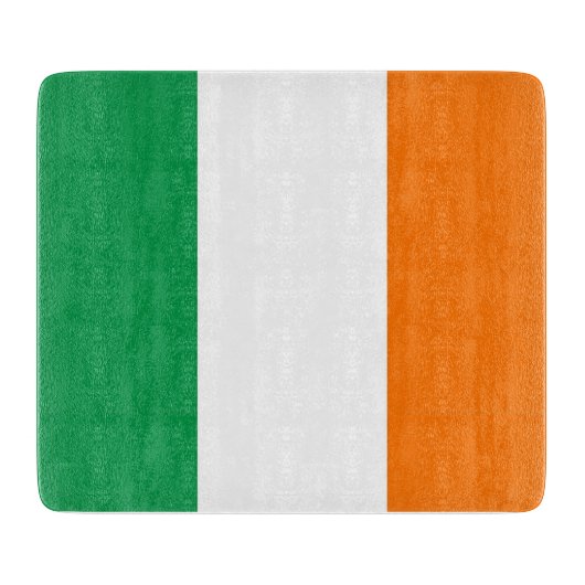 アイルランド国旗を持つ小さなガラス板 カッティングボード (正面)