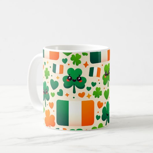 アイルランド国旗アイリッシュシャムロックケルトSt patricks day コーヒーマグカップ (正面左)