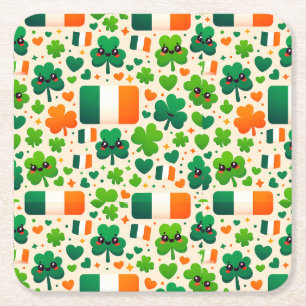 アイルランド国旗アイリッシュシャムロックケルトSt patricks day スクエアペーパーコースター