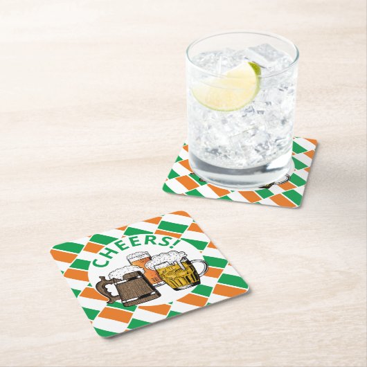 アイルランド国旗アイリッシュビール スクエアペーパーコースター (インサイチュ)