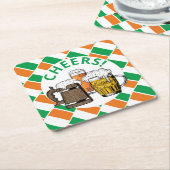アイルランド国旗アイリッシュビール スクエアペーパーコースター (アングル)