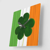 アイルランド国旗シャムロッククローバーアイルランド スクエア壁時計 (傾斜)