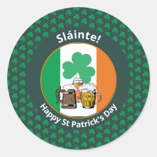 アイルランド国旗シャムロックビールSt patricks day ラウンドシール