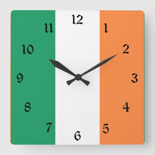 アイルランド国旗、アイルランド標準、バナー スクエア壁時計 (正面)