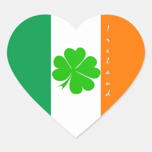 アイルランド国旗、シャムロック、ハート、アイルランド国旗 ハートシール