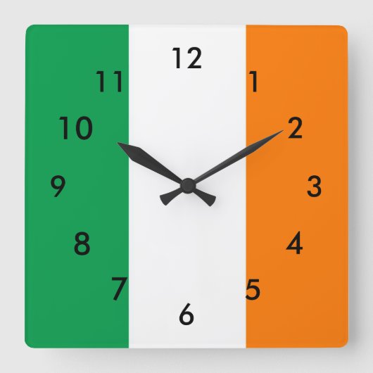 アイルランド国旗 スクエア壁時計 (正面)