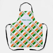 アイルランド国旗 タイル模様 緑色 カスタマイズ エプロン (正面)