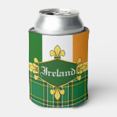 アイルランド国旗、タータンチェックカスタマイズ、名前 缶クーラー (缶正面)