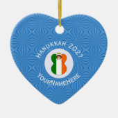 アイルランド国旗 ハヌカ 祝天使 名前 年 ハート セラミックオーナメント (正面)