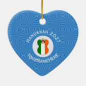 アイルランド国旗 ハヌカ 祝天使 名前 年 ハート セラミックオーナメント (裏面)