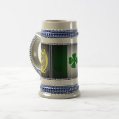 アイルランド国旗、ハープ、緑のシャムロック ビールジョッキ (正面左)