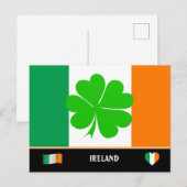 アイルランド国旗 & ラッキークローバー / アイルランド ポストカード (正面/裏面)