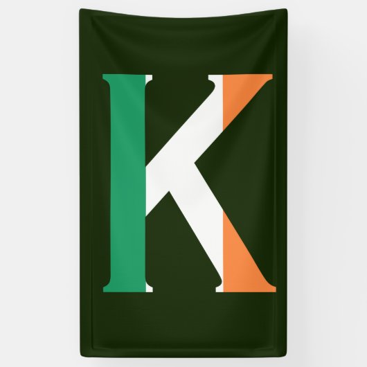 アイルランド国旗(v) bnrcntにオーバーレイされたKモノグラム 横断幕 (縦)