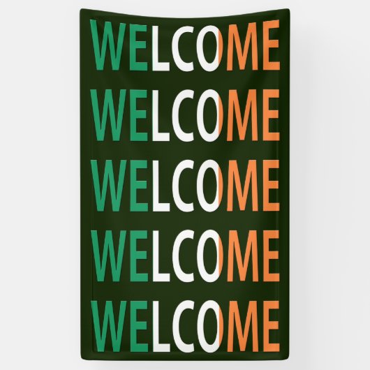 アイルランド国旗(v) bnrtにオーバーレイされた歓迎 横断幕 (縦)