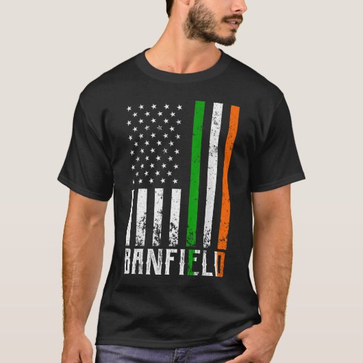 アイルランド国旗BANFIELDファミリーアメリカ国旗 Tシャツ (正面)